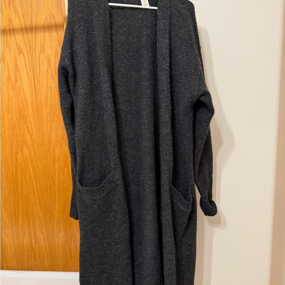 H&M Charcoal Gray Long Duster Cardigan